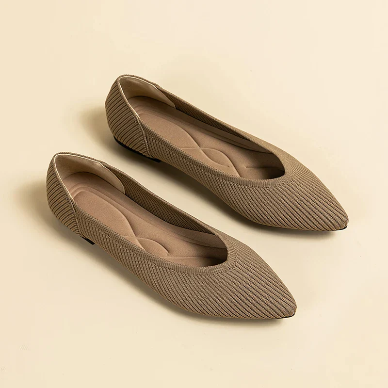 Damen Casual Elastische Weiche Strick Flache Schuhe - Image 10