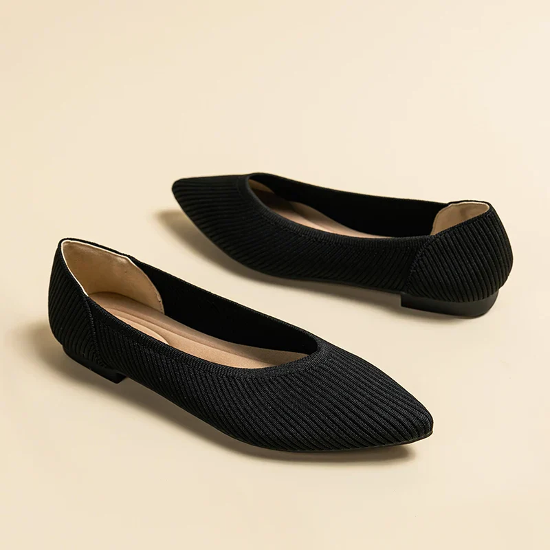 Damen Casual Elastische Weiche Strick Flache Schuhe - Image 11