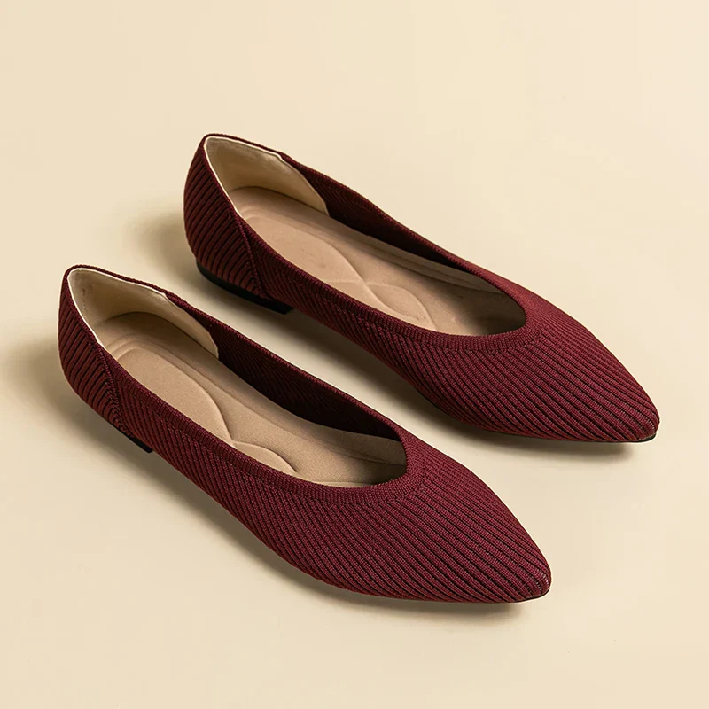 Damen Casual Elastische Weiche Strick Flache Schuhe - Image 14