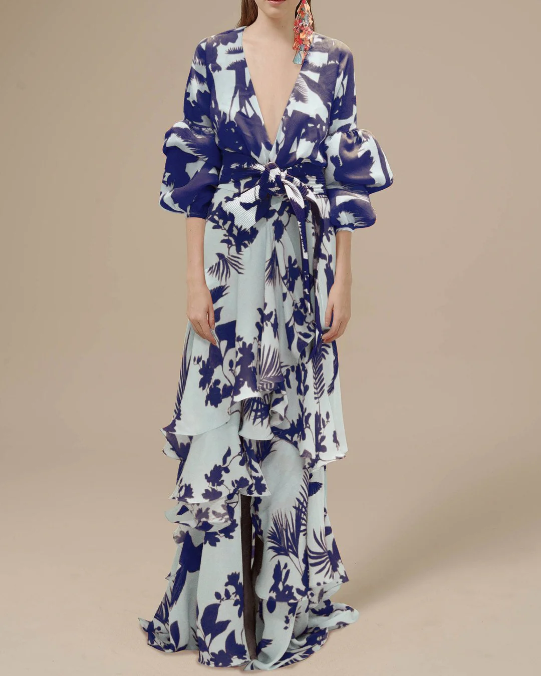 Damen Chiffonkleid Bedruckt Festlich Fließend - Image 4