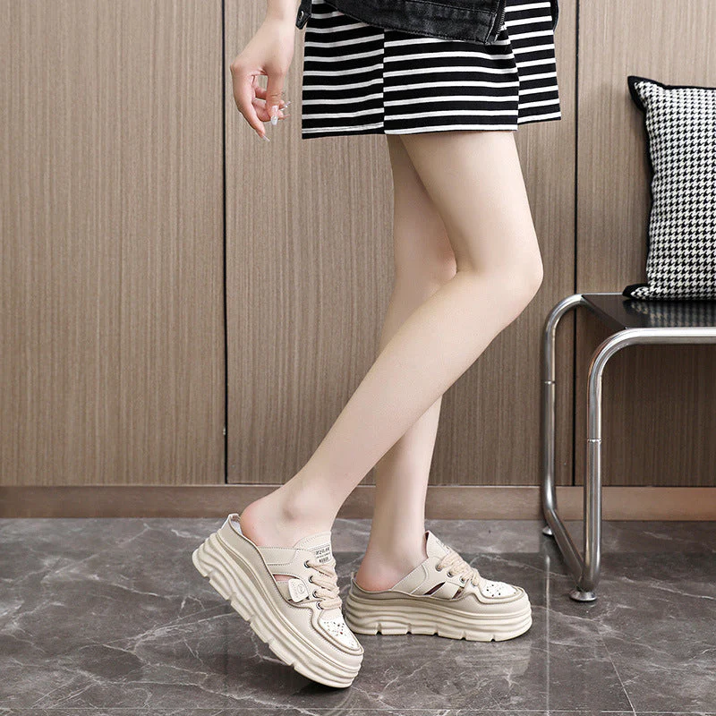 Damen Chunky Slipper mit modischem Schnürsenkel-Design und atmungsaktiver Obermaterialkombination - Image 3