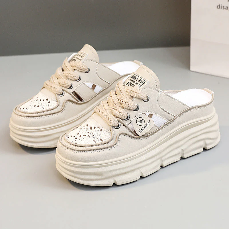 Damen Chunky Slipper mit modischem Schnürsenkel-Design und atmungsaktiver Obermaterialkombination - Image 5