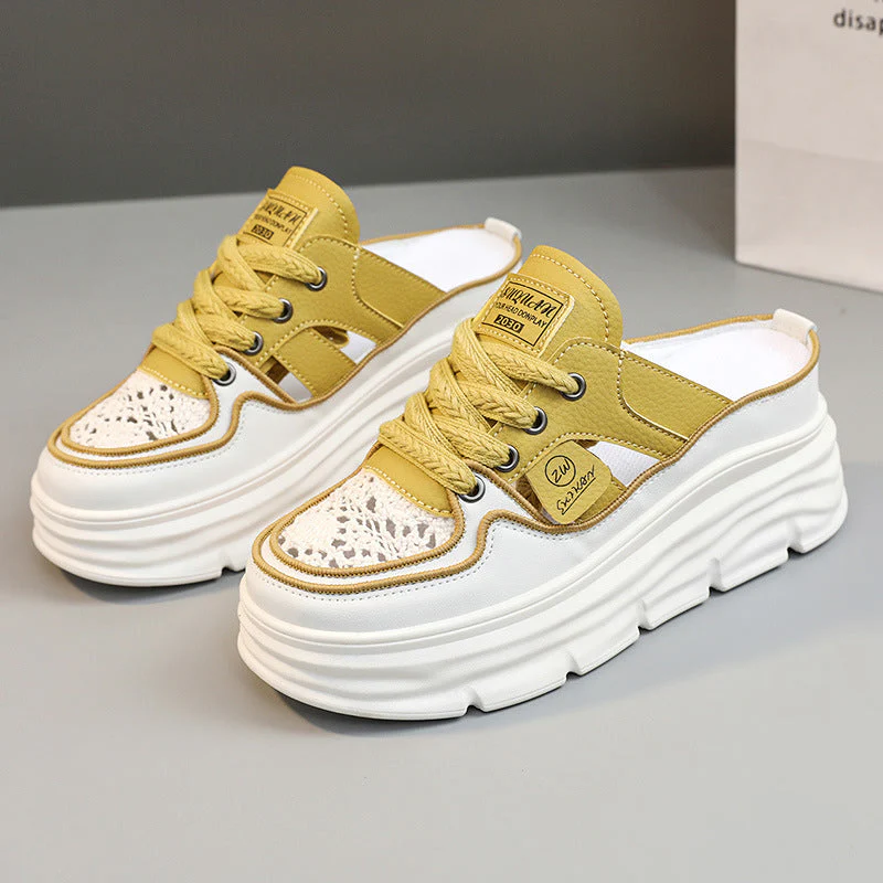 Damen Chunky Slipper mit modischem Schnürsenkel-Design und atmungsaktiver Obermaterialkombination - Image 7