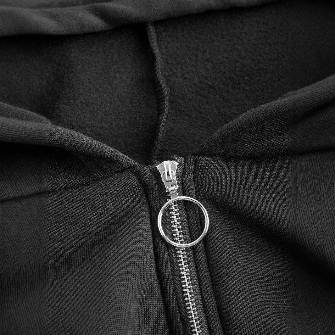 Damen cropped Hoodie mit innovativem Reißverschluss und voluminösen Ärmeln - Image 4