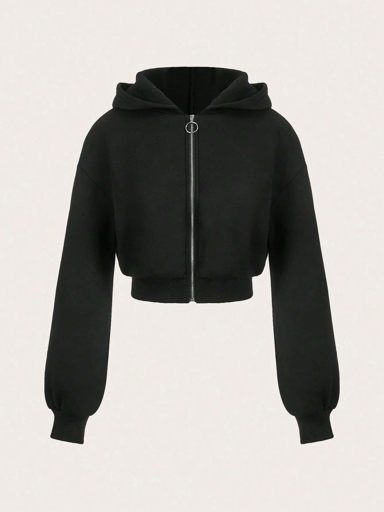 Damen cropped Hoodie mit innovativem Reißverschluss und voluminösen Ärmeln - Image 5