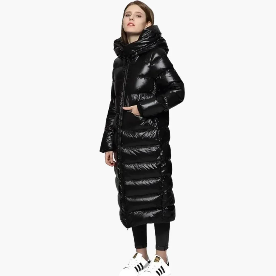 Damen Daunenjacke mit Kapuze und Reißverschluss in voller Länge - Image 2
