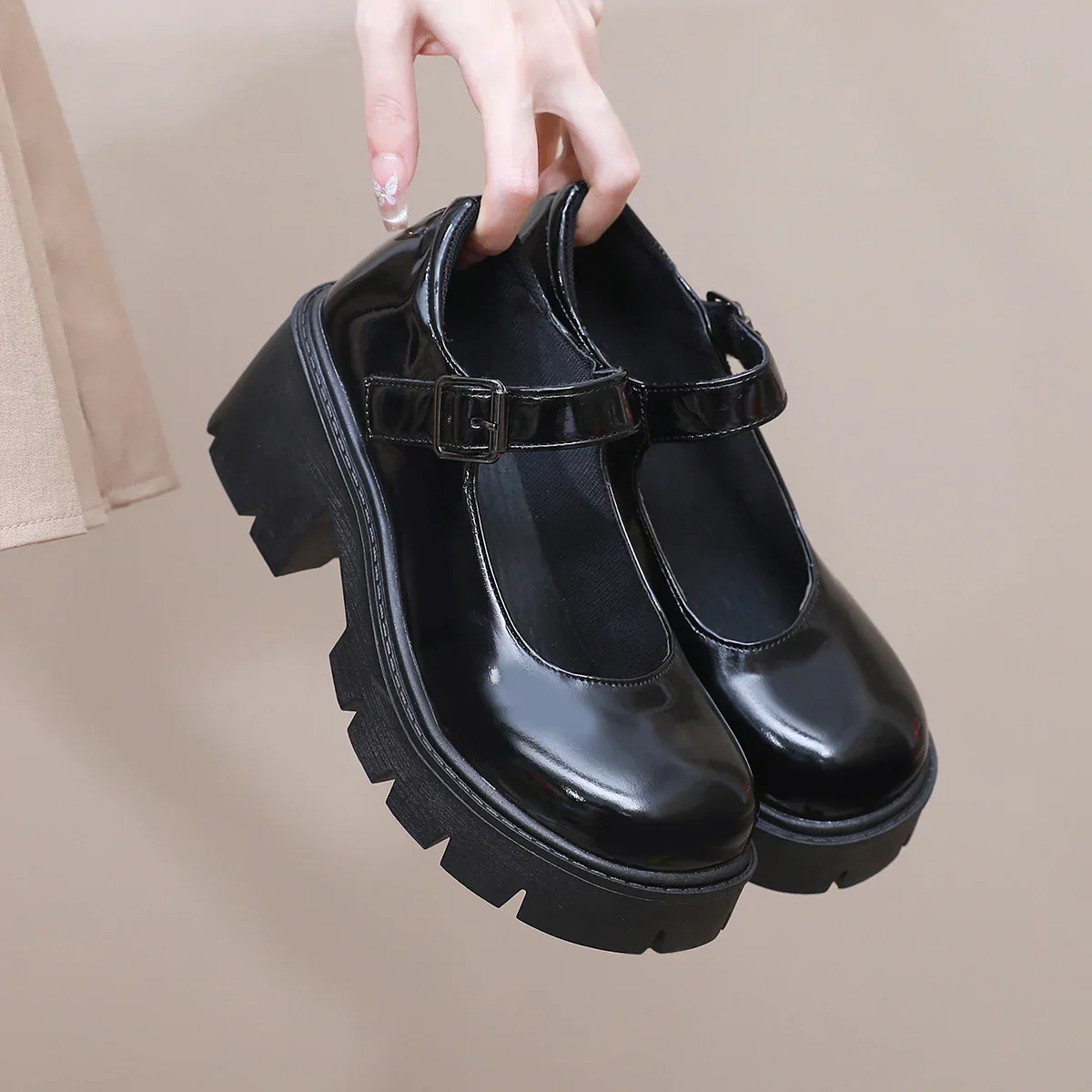 Damen Dirndl Schuhe | Schnallenriemen Mit Breiter Sohle - Image 4