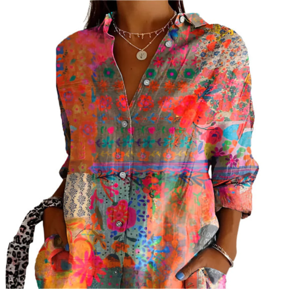 Damen Elegante Blumenbluse | Zeitloses Design mit Knopfleiste