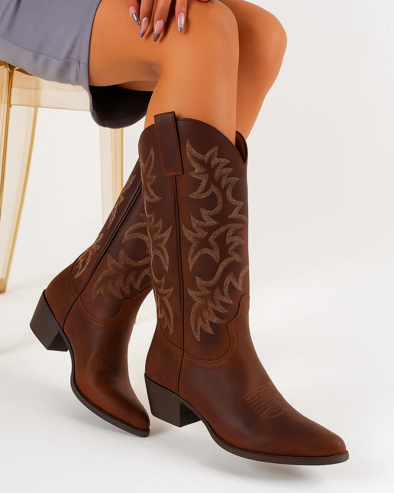 Damen Elegante Cowboystiefel | Westernstiefel Schwarz