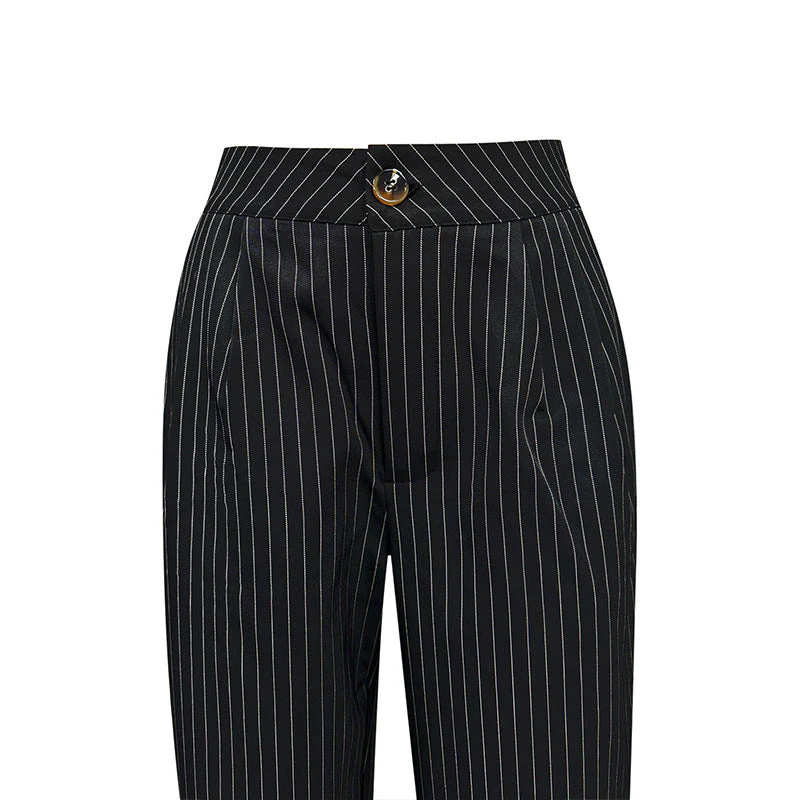 Damen elegante gestreifte Hochbundhose - Image 4