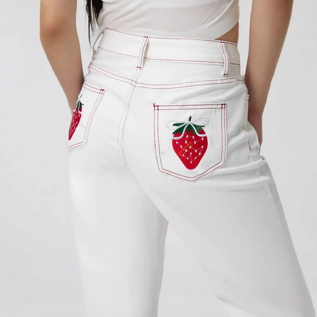 Damen elegante Jeans mit fruchtigen Stickereien - Image 3