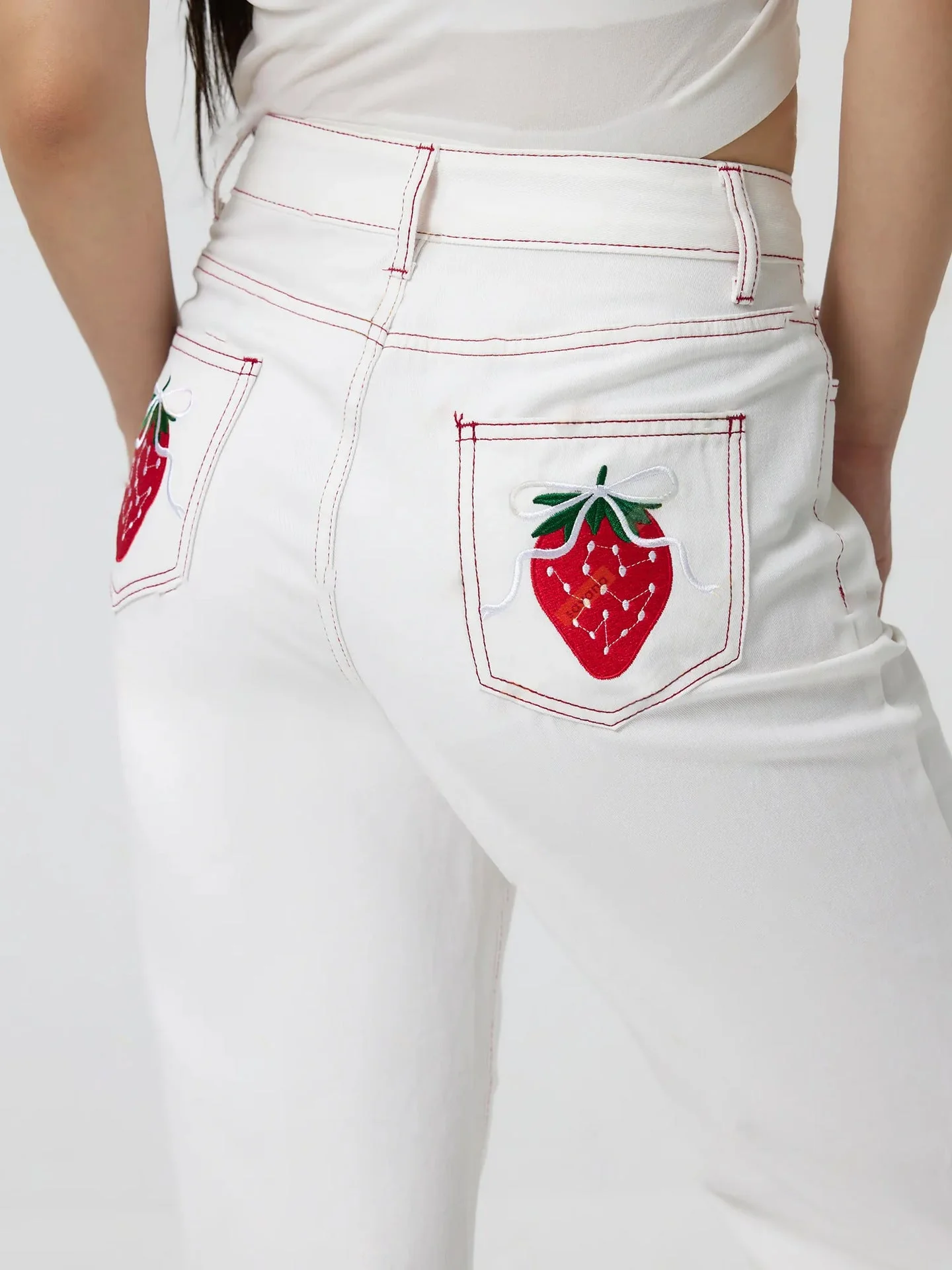 Damen elegante Jeans mit fruchtigen Stickereien - Image 5