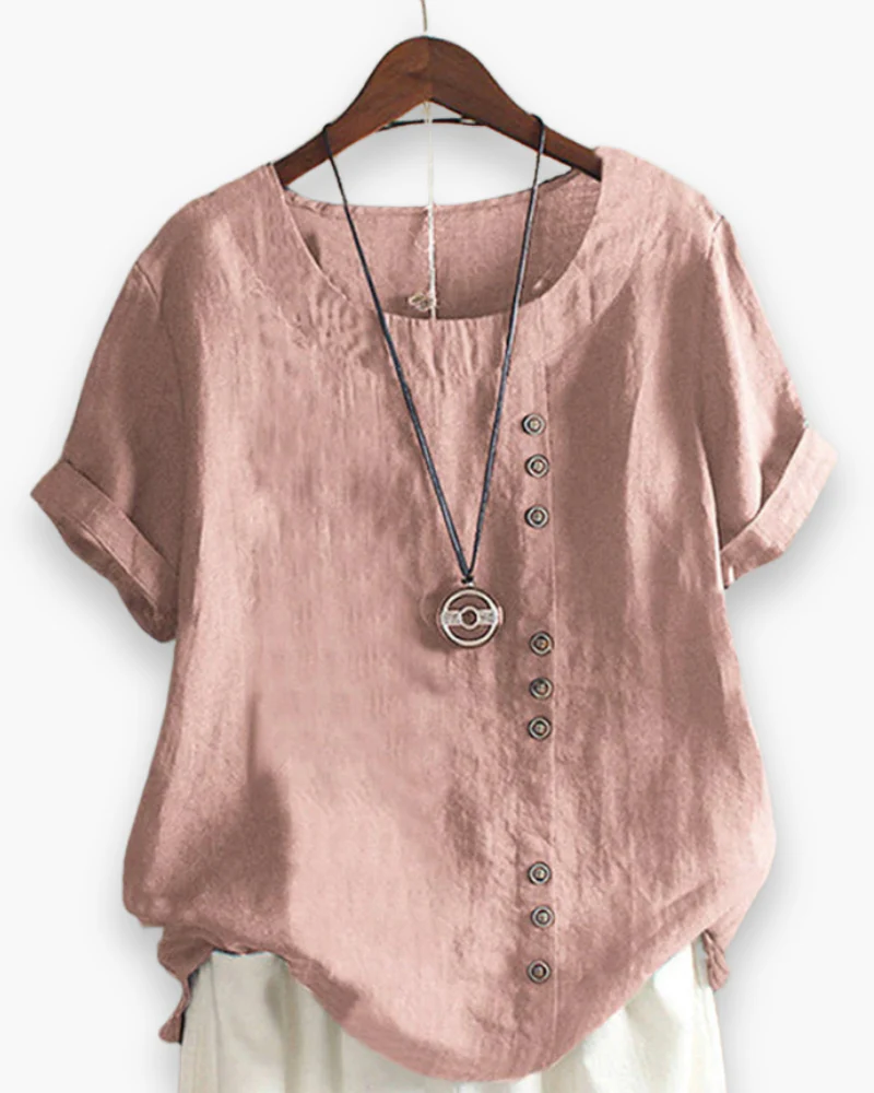 Damen Elegante Kurzarm-Bluse | Unifarben - Image 2
