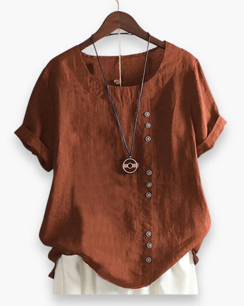 Damen Elegante Kurzarm-Bluse | Unifarben - Image 4