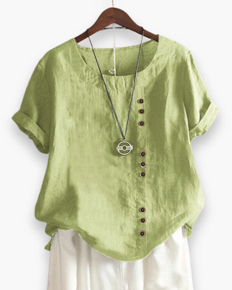 Damen Elegante Kurzarm-Bluse | Unifarben - Image 8