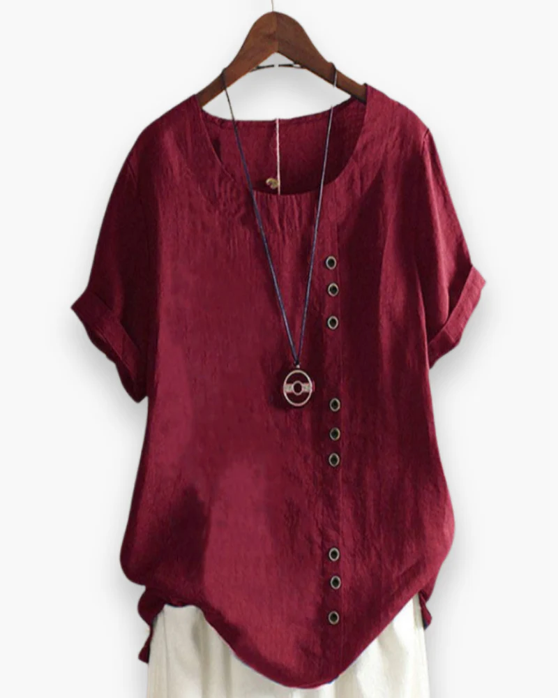 Damen Elegante Kurzarm-Bluse | Unifarben - Image 9