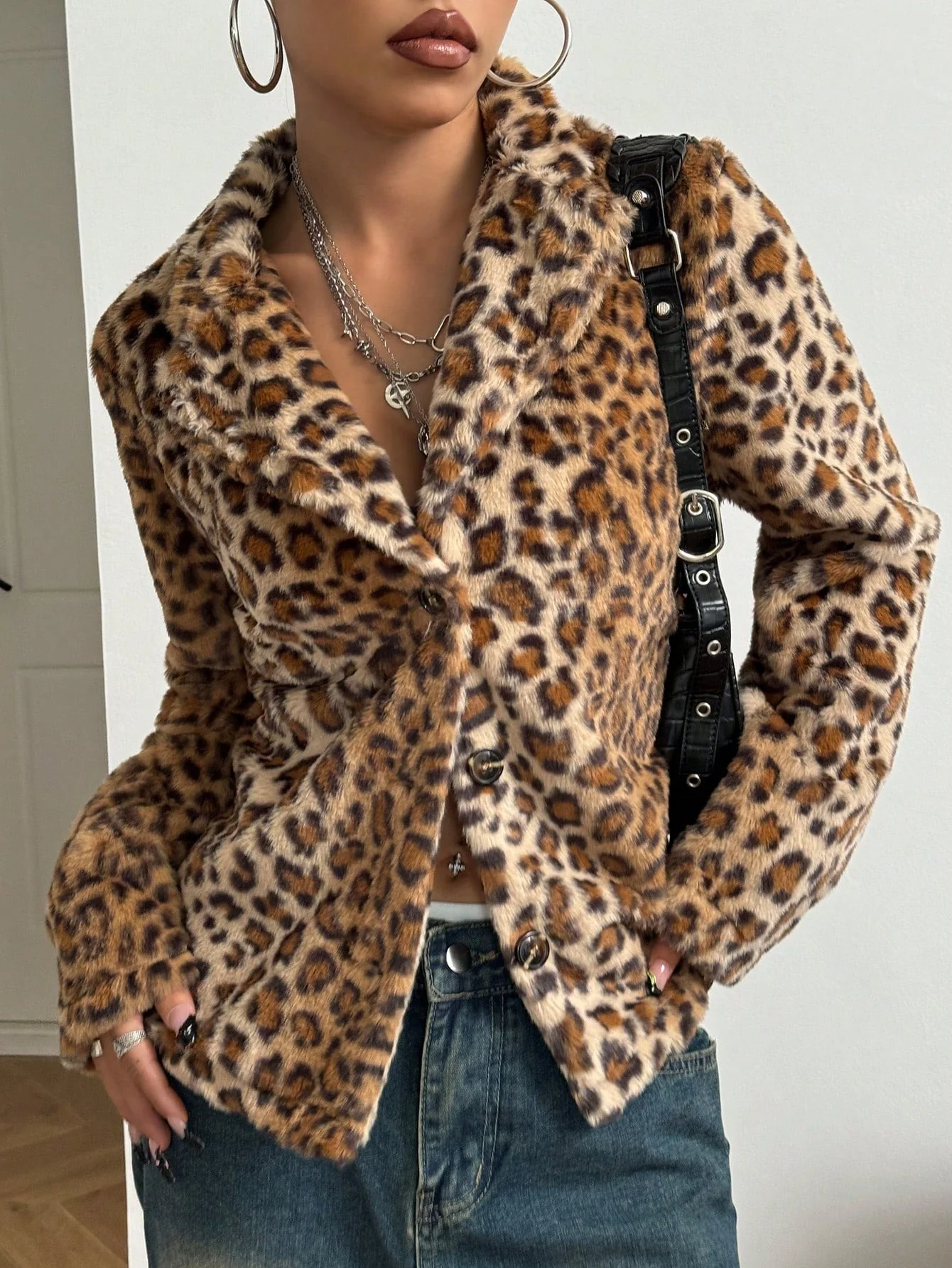 Damen elegante Leopardenmuster Blazerjacke - Image 5