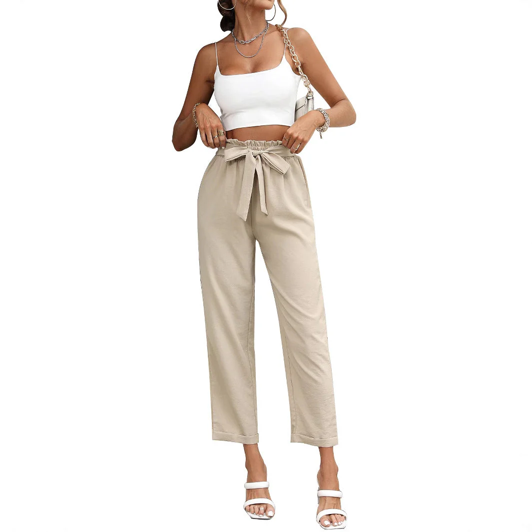 Damen elegante Locker sitzende Hose mit Taillenbindung - Image 2