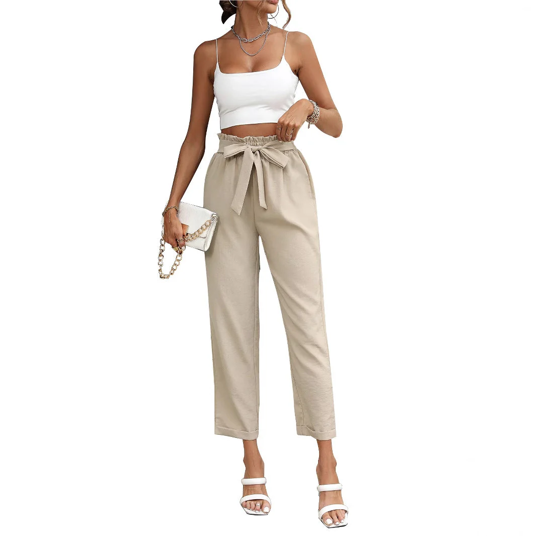 Damen elegante Locker sitzende Hose mit Taillenbindung - Image 3