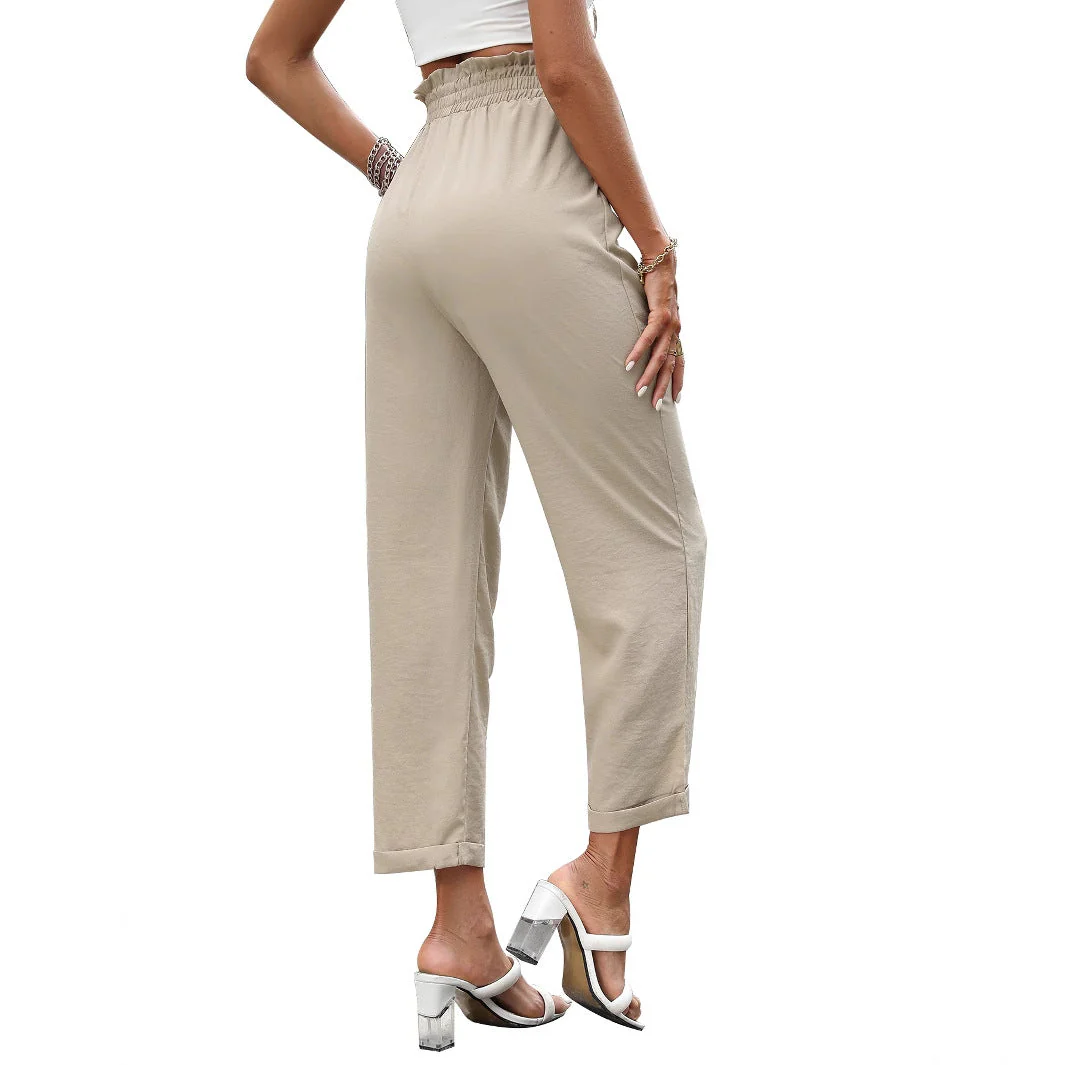 Damen elegante Locker sitzende Hose mit Taillenbindung - Image 4