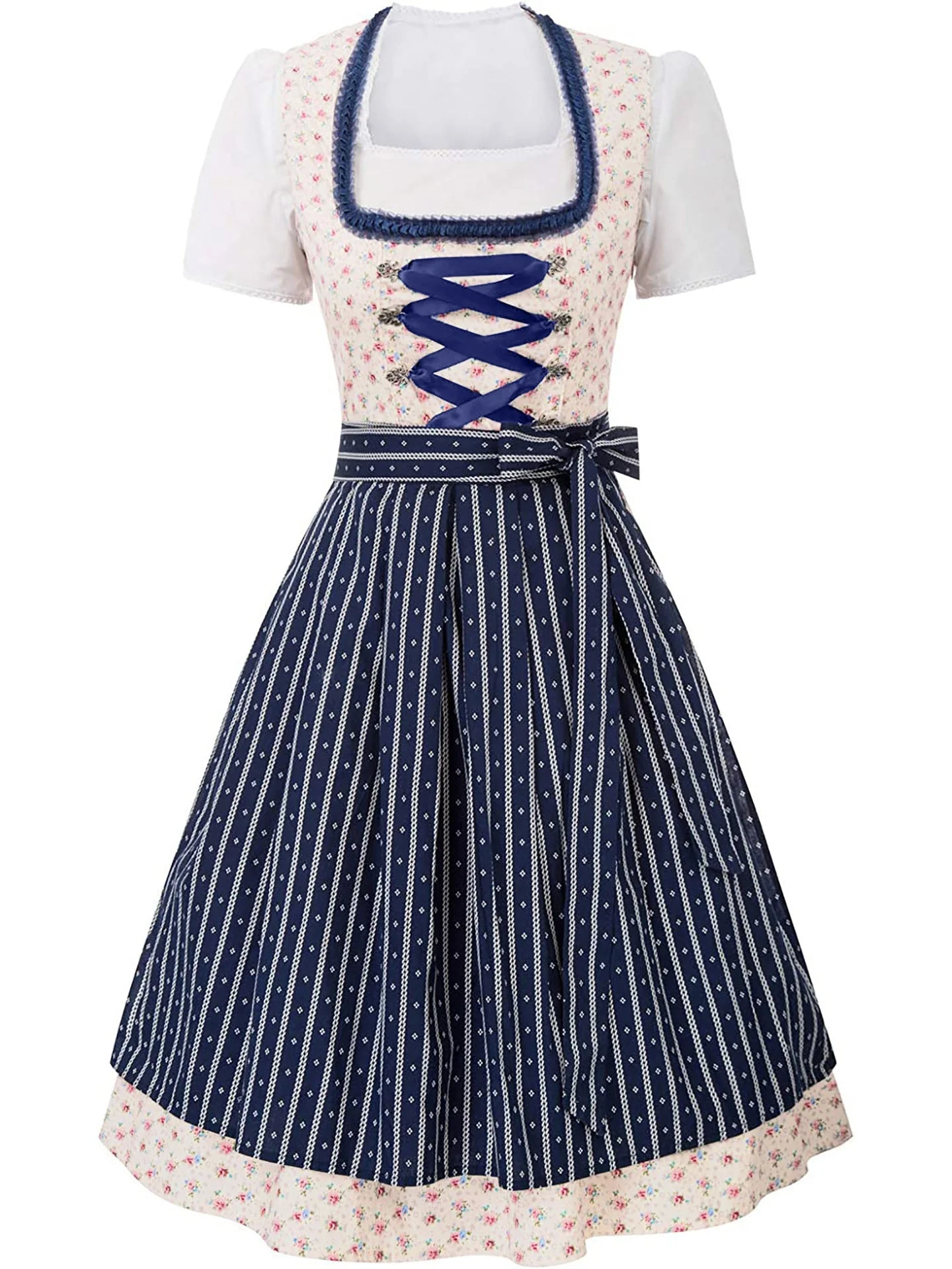 Damen Elegante Midi Oktoberfest Dirndl Kleid - Image 3