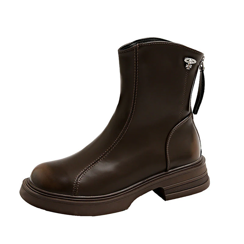 Damen Elegante und bequeme Stiefeletten aus hochwertigem Kunstleder mit seitlichem Reißverschluss - Image 4