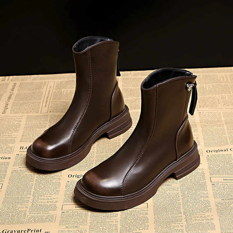 Damen Elegante und bequeme Stiefeletten aus hochwertigem Kunstleder mit seitlichem Reißverschluss - Image 5