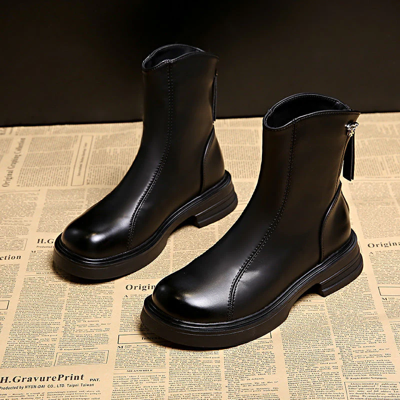 Damen Elegante und bequeme Stiefeletten aus hochwertigem Kunstleder mit seitlichem Reißverschluss - Image 6