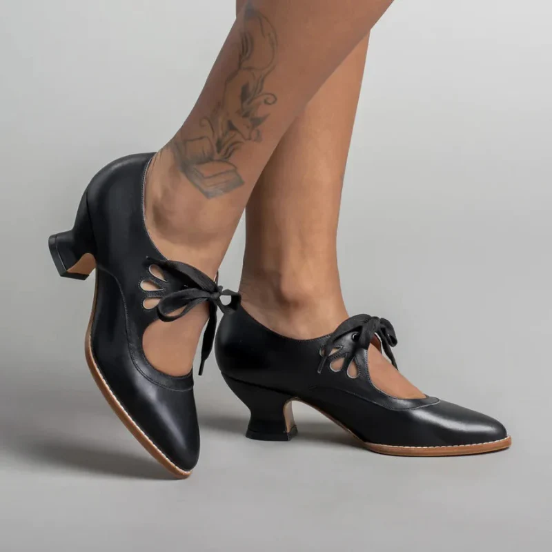 Damen elegante Vintage Schuhe mit Absätzen | Bequem