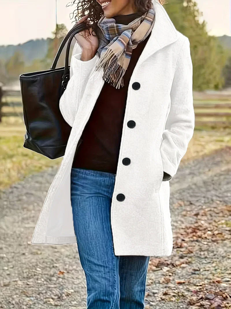 Damen elegante Wollmantel mit modernem Kragen und praktischen Taschen - Image 6