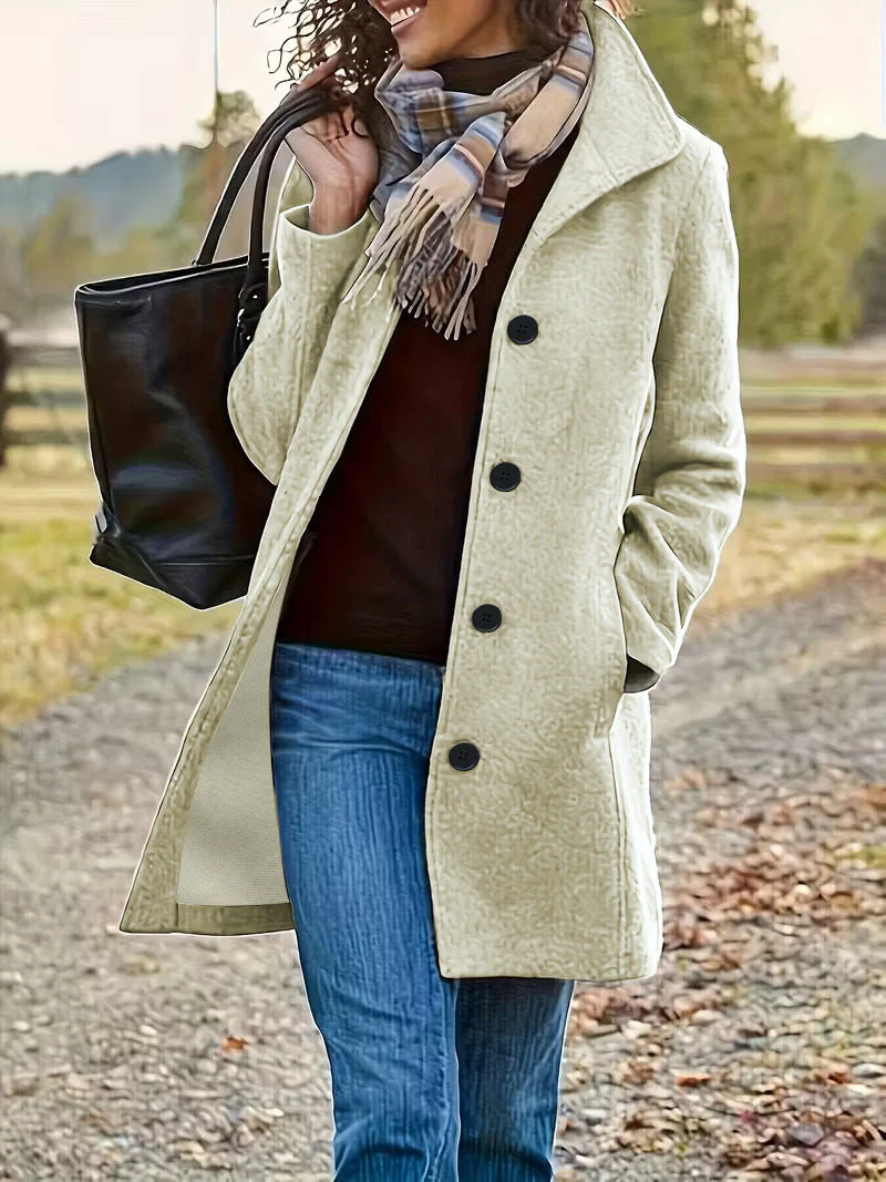 Damen elegante Wollmantel mit modernem Kragen und praktischen Taschen - Image 8
