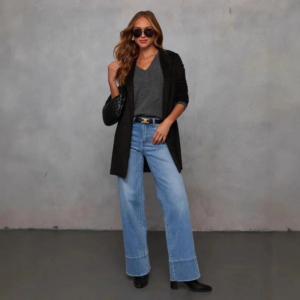 Damen Eleganter Longline Blazer aus Wildlederimitat - Image 6