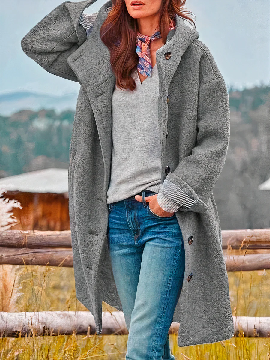 Damen eleganter Mantel mit Kapuze | Warme - Image 3