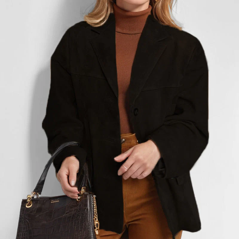 Damen eleganter Oversized-Blazer aus Wildlederimitat - Image 10