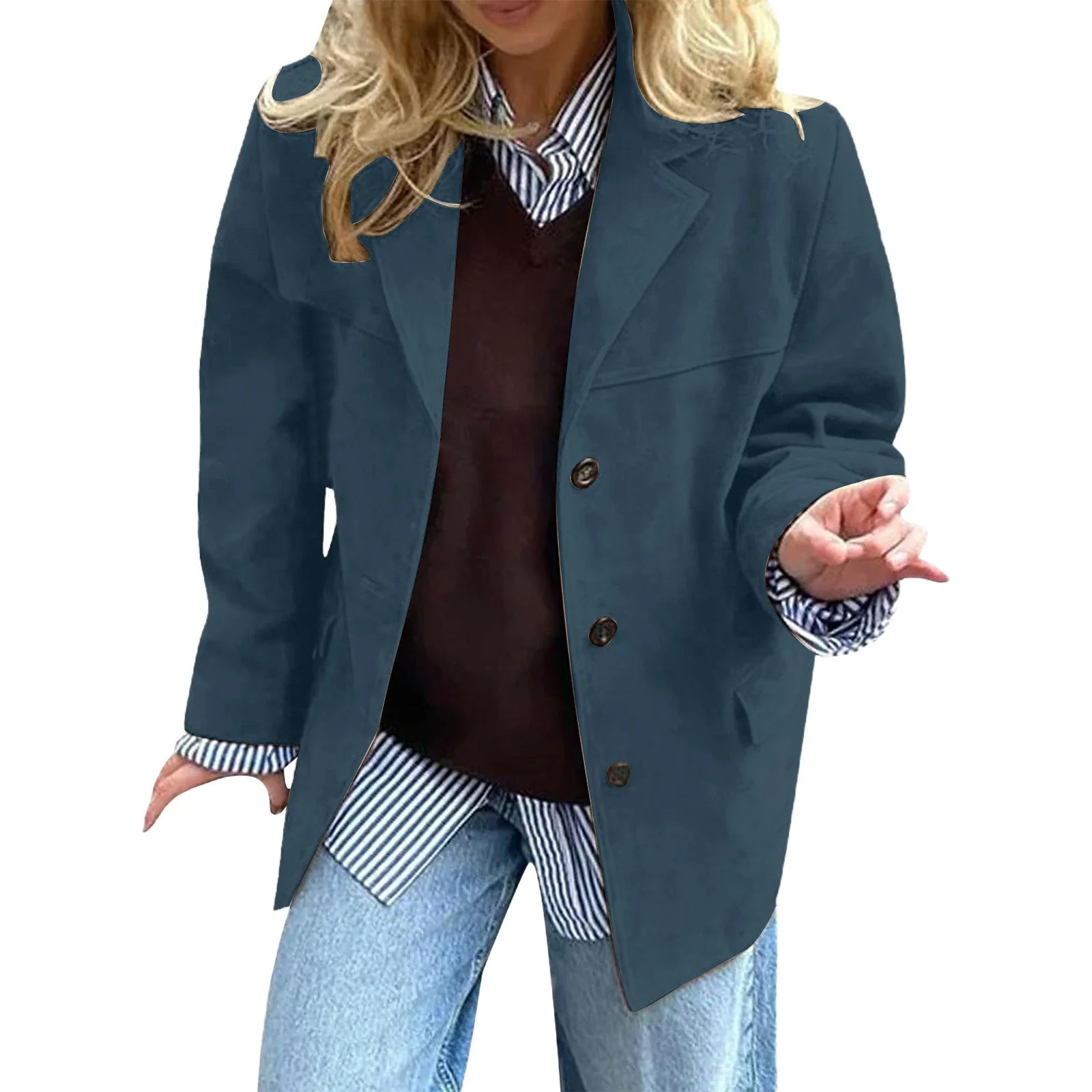 Damen eleganter Oversized-Blazer aus Wildlederimitat - Image 13