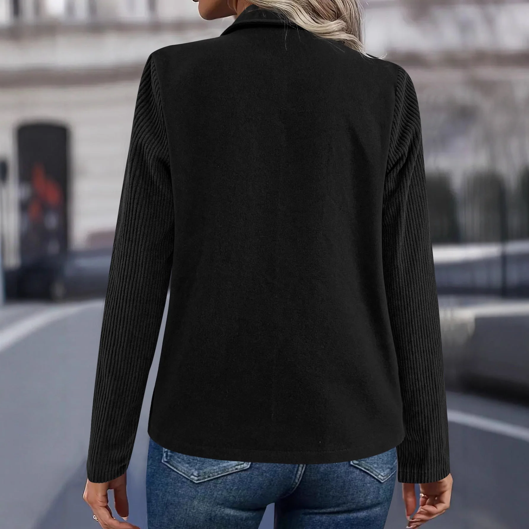 Damen eleganter Oversized-Blazer mit doppelter Knopfleiste und strukturiertem Ärmel - Image 3