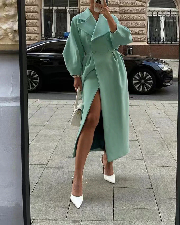 Damen Eleganter Trenchcoat mit tailliertem Schnitt und seitlichem Schlitz - Image 7