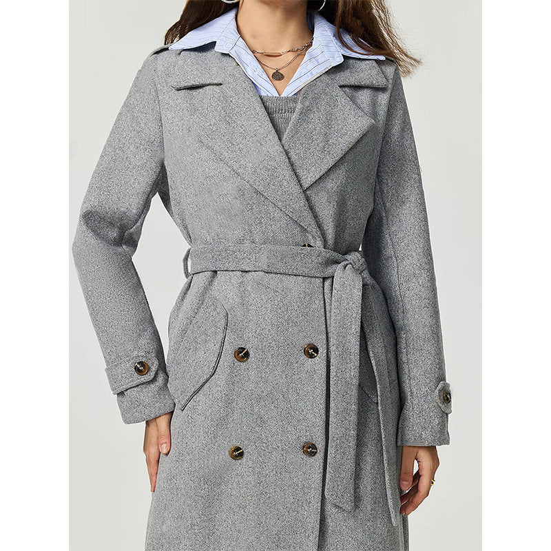 Damen eleganter Wollmantel mit doppelter Knopfleiste und lässigem Schnitt - Image 2