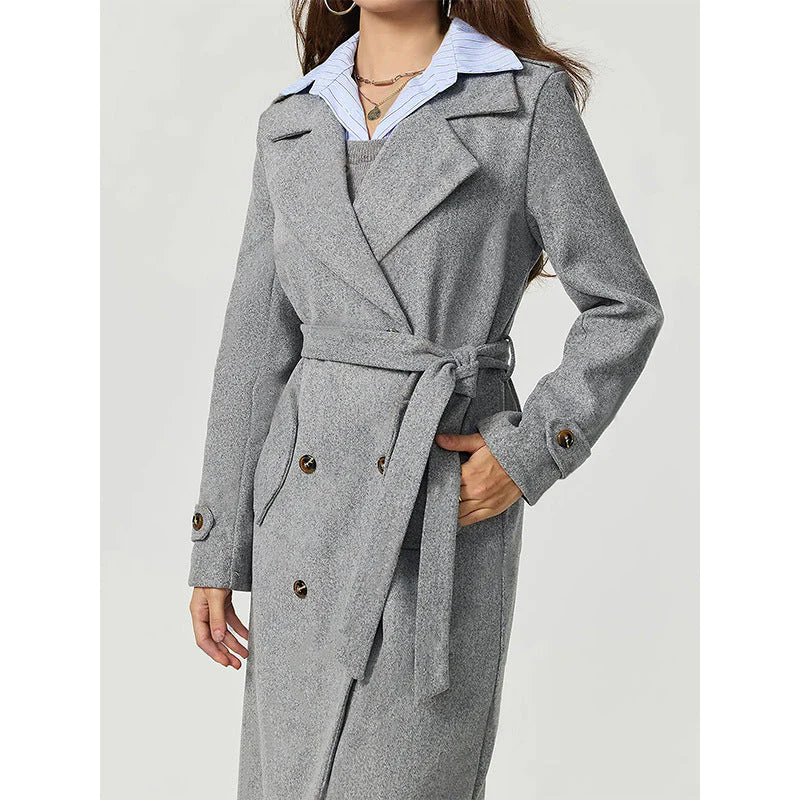 Damen eleganter Wollmantel mit doppelter Knopfleiste und lässigem Schnitt - Image 3