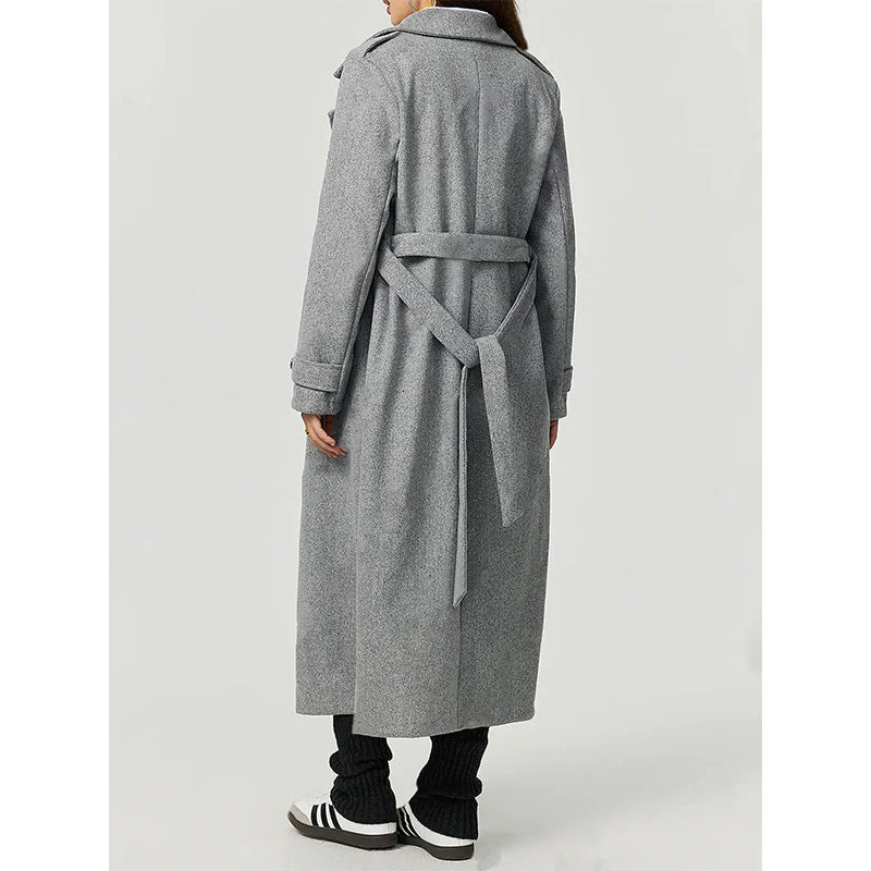 Damen eleganter Wollmantel mit doppelter Knopfleiste und lässigem Schnitt - Image 4