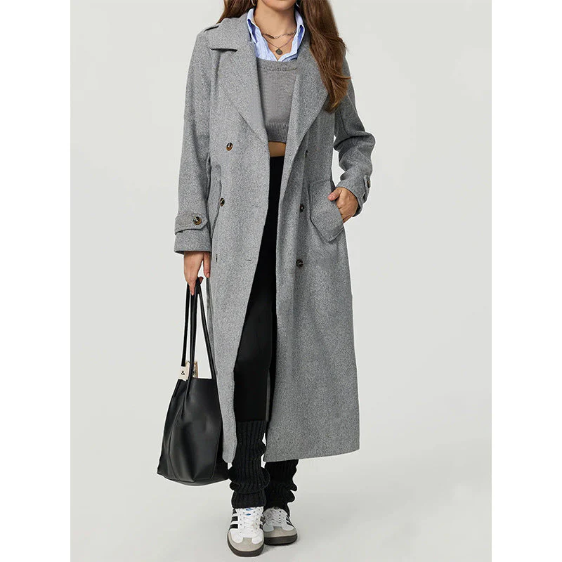 Damen eleganter Wollmantel mit doppelter Knopfleiste und lässigem Schnitt - Image 5