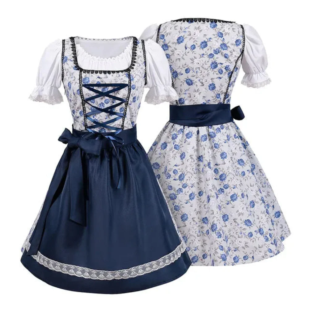 Damen Elegantes Blumen Dirndlkleid | Midi