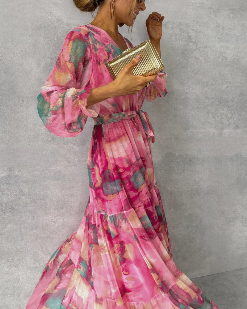 Damen Elegantes Blumen Wickelkleid | Maxi - Image 2