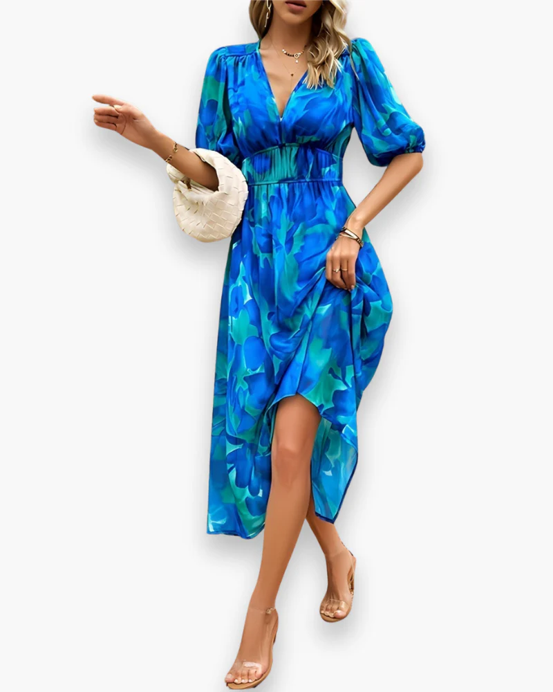 Damen Elegantes Blumendruck Midikleid | Midi Sommer Kleid - Image 2