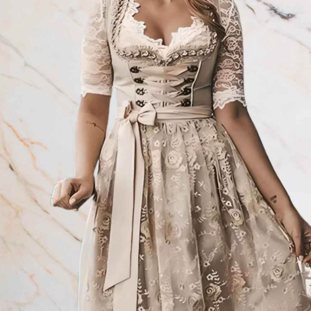 Damen Elegantes Festliches Dirndlkleid | Midi