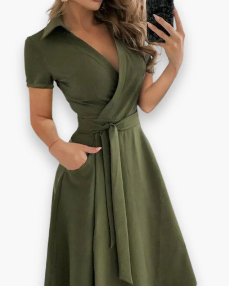 Damen Elegantes Kleid mit Gürtel | Midi - Image 10