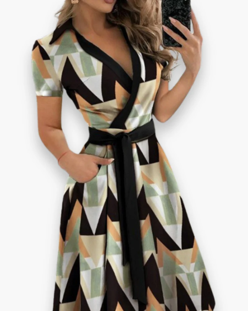 Damen Elegantes Kleid mit Gürtel | Midi - Image 12