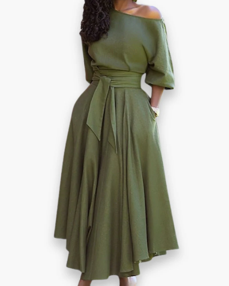 Damen Elegantes Kleid mit Gürtel | Midi - Image 4