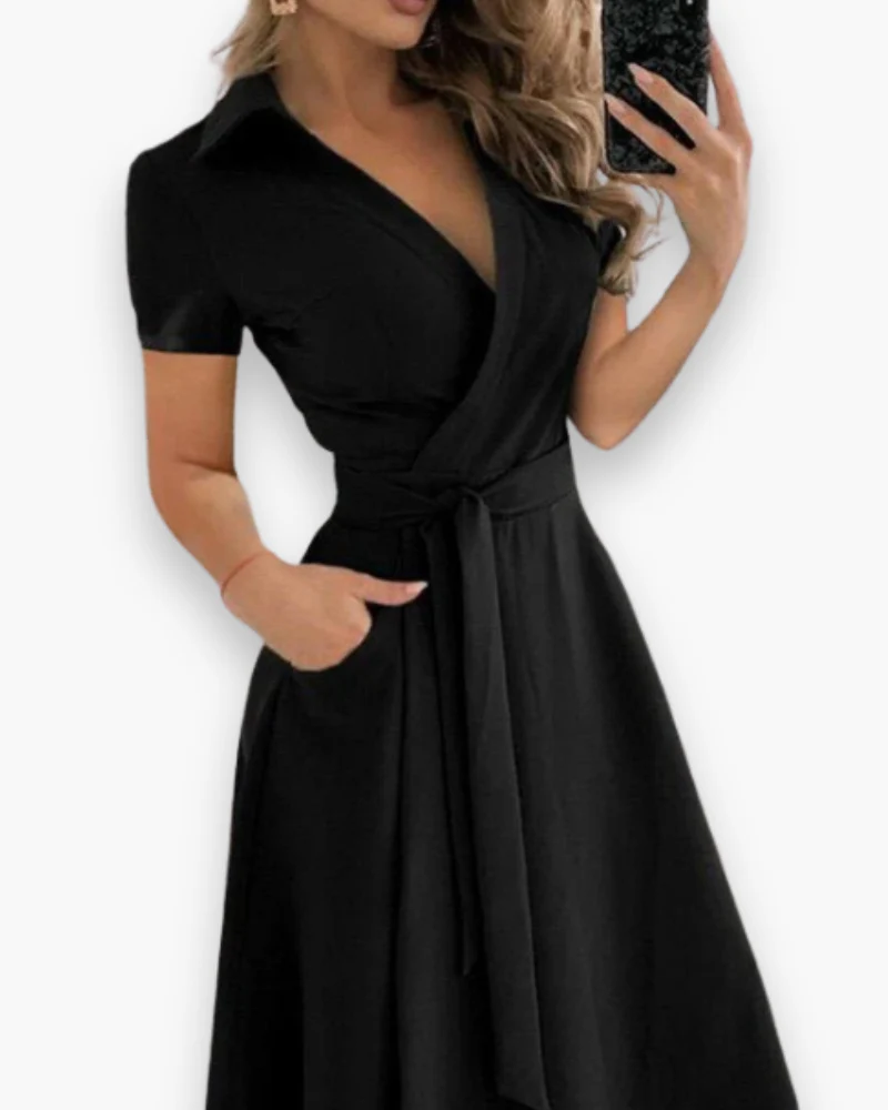 Damen Elegantes Kleid mit Gürtel | Midi - Image 7
