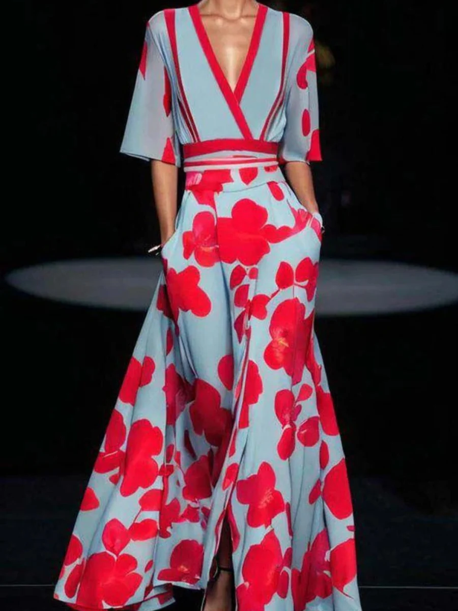 Damen elegantes langes Kleid mit Taschen | Maxi - Image 2